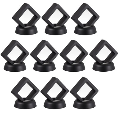 10 Pcs 3D Floating Coins 2inch Display Frame Stand Holder Case Box For Jewelry