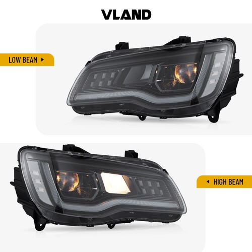 VLAND LED Headlights Black Style For 2011-2015 Chrysler 300 W/Start-up Animation - Foto 5 di 14