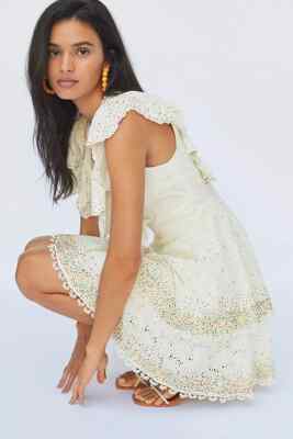 NWT Anthropologie by Farm Rio Eyelet Patch Beaded Mini Dress Sz M-$365 |  eBay