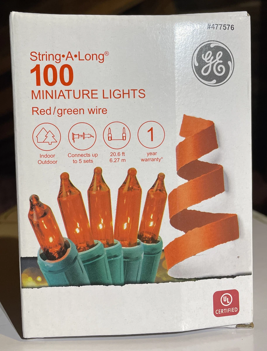 GE 100 Red Mini Lights Green Wire eBay