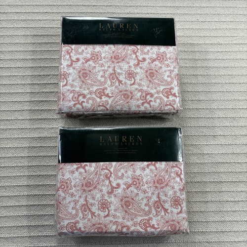 Ralph Lauren Full Sheets Monaco 2 SETS Paisley Floral Pink Coral Cotton Double