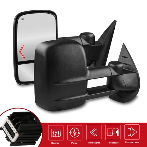 Power Heated Tow Mirrors LED Signal For 2007-13 Chevy Silverado GMC Sierra 1500