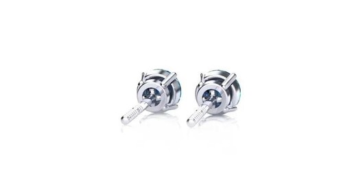 1/2 Carat Blue Diamond Stud Earrings in 14 Karat White Gold - Picture 3 of 5