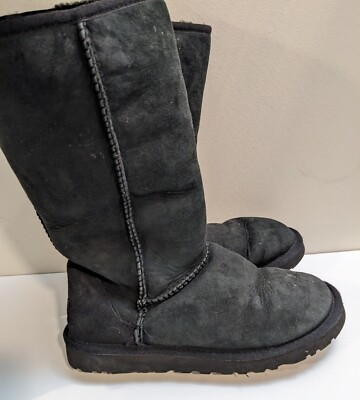 UGG Australia Classic Tall 5815 Black Suede Sheepskin Boots Uggs