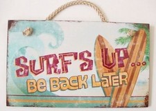 Surf's Up Wood Beach Theme Sign with Cord for Hanging - 41-806