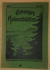 Coburger Heimatblätter Heft 3 Mai 1922 Coburg Bayern Weinland Grundbesteuerung