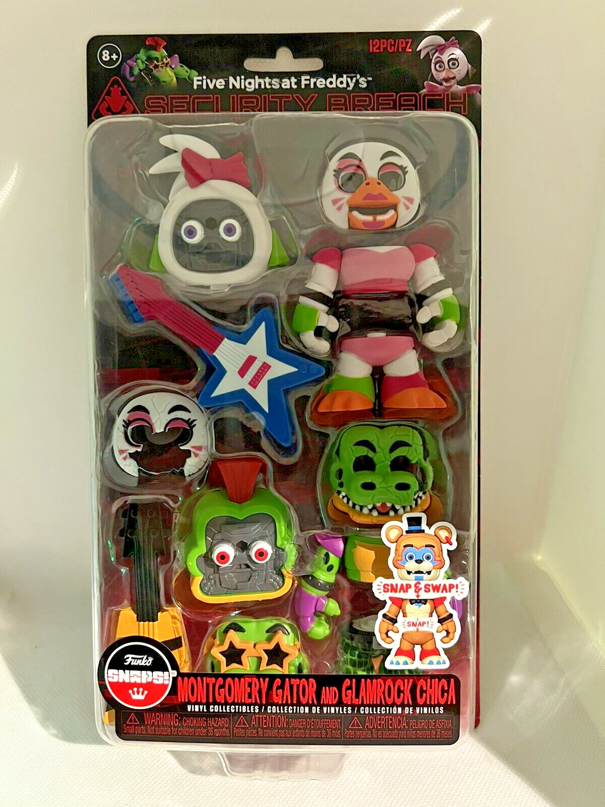 Five Nights At Freddys Snaps Montgomery Gator & Glamrock Chica FNAF Snap NEW UK