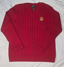 Polo Ralph Lauren Red 100 Cotton Cable Knit Crest Sweater XL