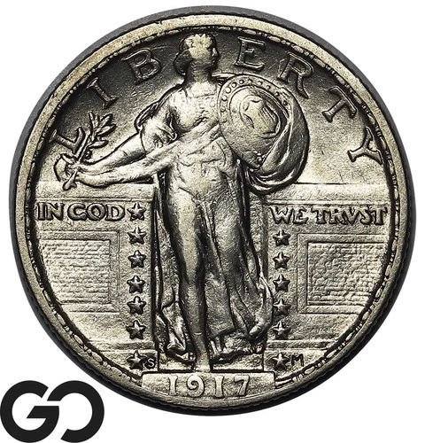 1917-S Standing Liberty Quarter, Type 2, Choice AU++ Better Date