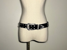 Black Rhinestone Skull Belt Silver Crystal Studded Y2K Gothic Western 40