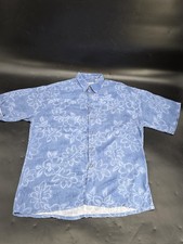 Campia Moda Hawaiian Camp Shirt Men's Large Blue Rayon Floral Print