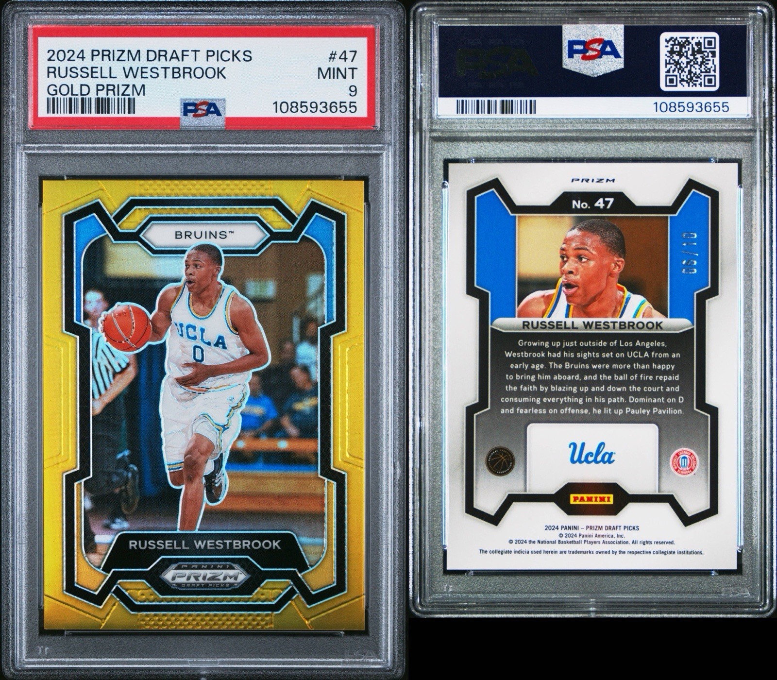 2024 PANINI PRIZM DRAFT PICKS GOLD PRIZM RUSSELL WESTBROOK /10 PSA 9 POP 1 view 3