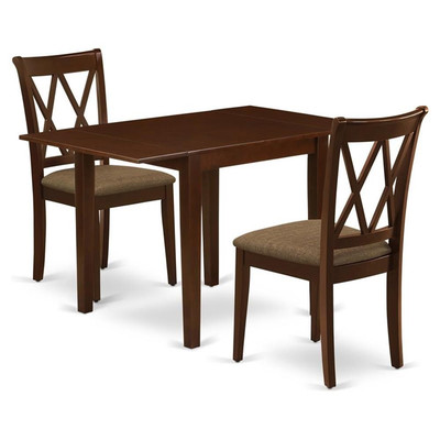 East West Furniture Norden 3-piece Dining Set with Breakfast Table in Mahogany