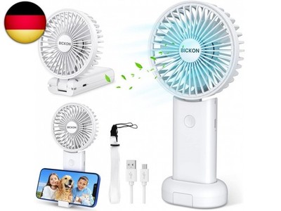 BICKON Mini Ventilator, Handventilator Tragbarer mit 3 Windgeschwindigkeit,