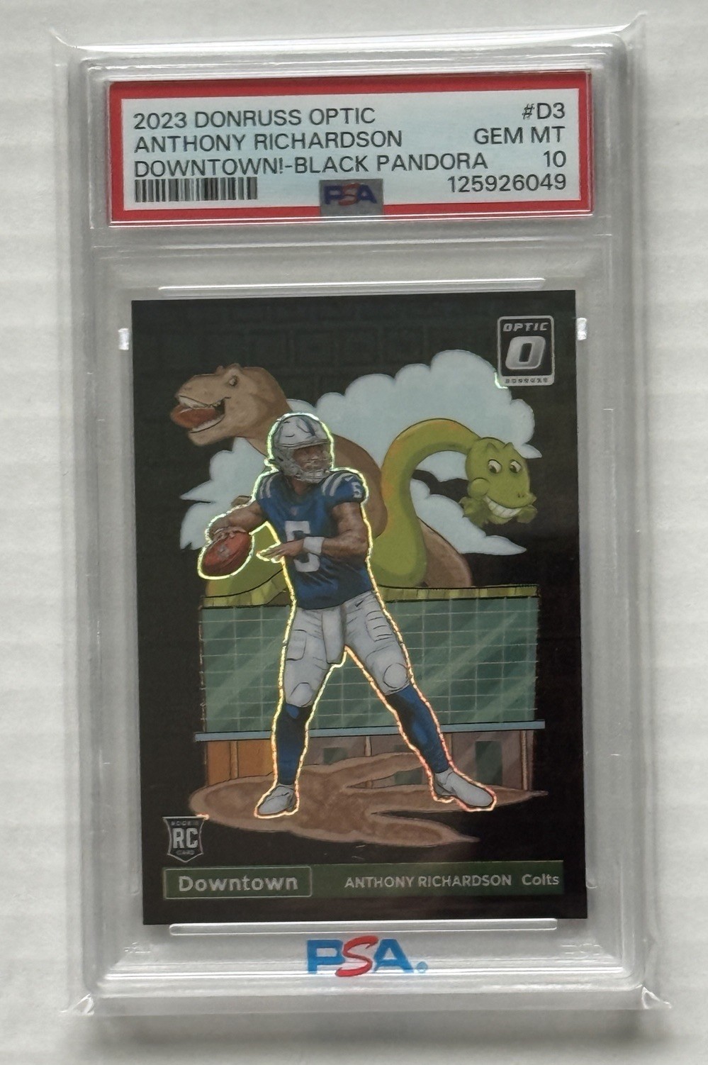 2023 Donruss Optic Anthony Richardson (RC) Downtown Black Pandora /25 PSA 10