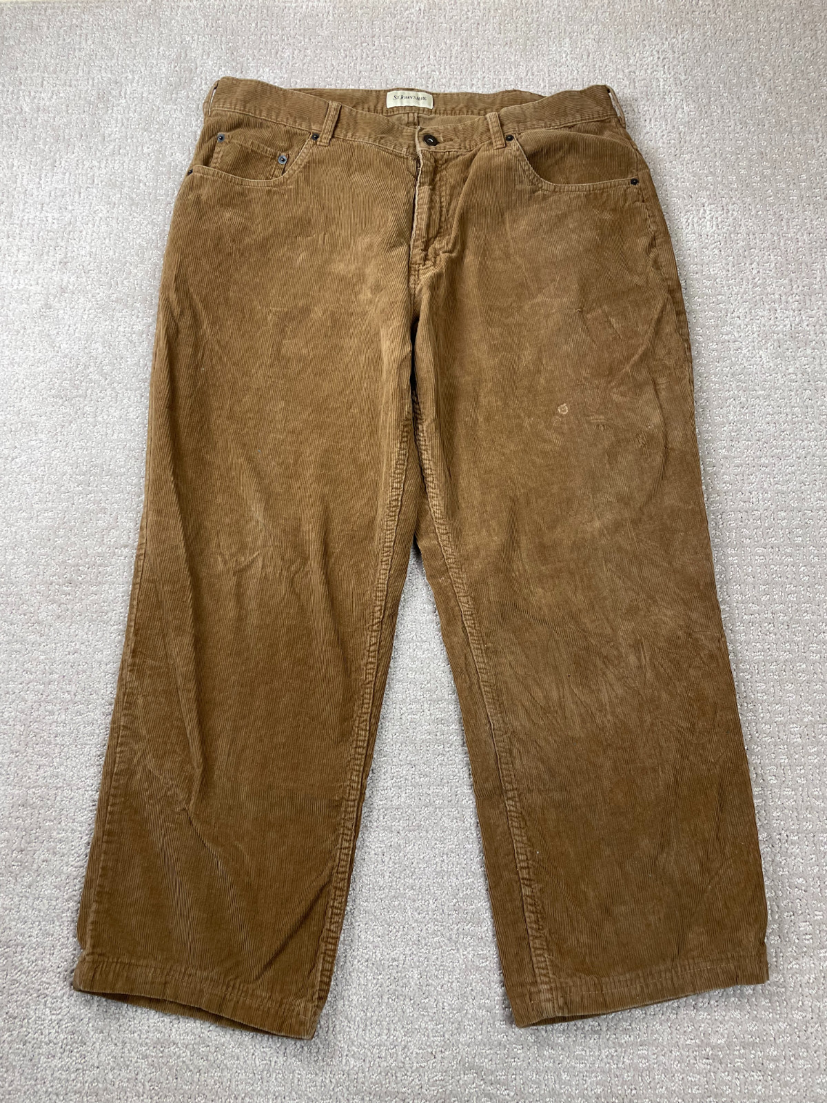 Vintage St Johns Bay Pants Men 38x26 Brown Corduroy Relaxed Fit Straight Leg 90s