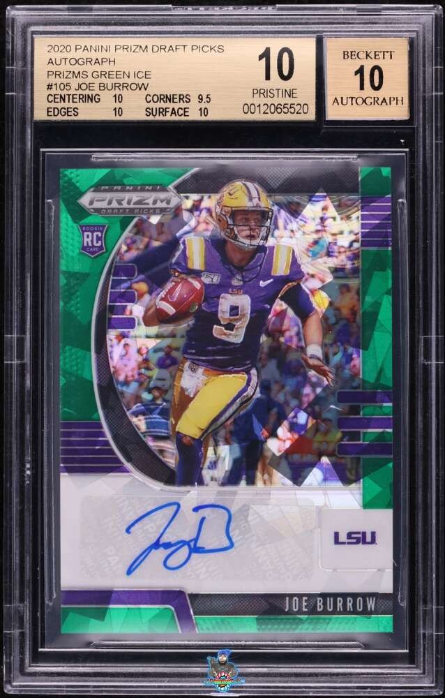 2020 Joe Burrow BGS 10 10 Prizm Draft Picks Rookie Auto Green Ice #105 2/18
