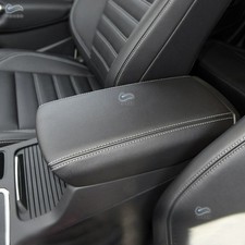 Center Armrest Console All Black Leather Lid Cover For Ford Kuga Escape 2016-18