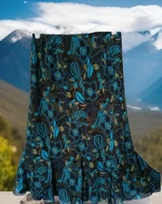 Versailles Skirt M Teal Paisley Whimsigoth Fairycore Flirty Hem Women’s Medium