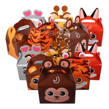 12 Pcs Portable Candy Treat Boxes Paper Cake Cookie Jungle Animal Party