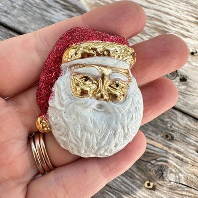 Vintage AJC Musical Santa Brooch, Christmas Pin