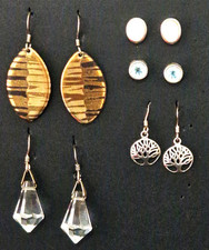Vintage 925 Sterling Silver Earrings Bundle x5 Stud Drop Tree Of Life Jewellery