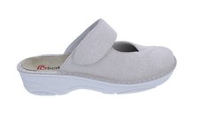 Berkemann Clog Heliane 3457-789, geprägtes Velourleder mit Stretch, Creme-Hellbe