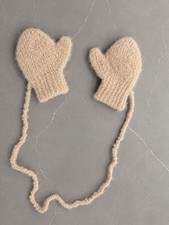 Maki&eacute; NY Designer Luxury Baby Mittens Wool Blend Anti-Lost String Cream Neutral