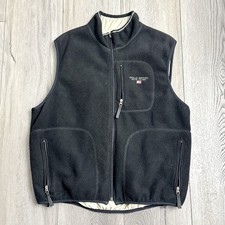 Vintage 90's Ralph Lauren Polo Sport USA Fleece Vest Sz XL Black w/Flag USA Made
