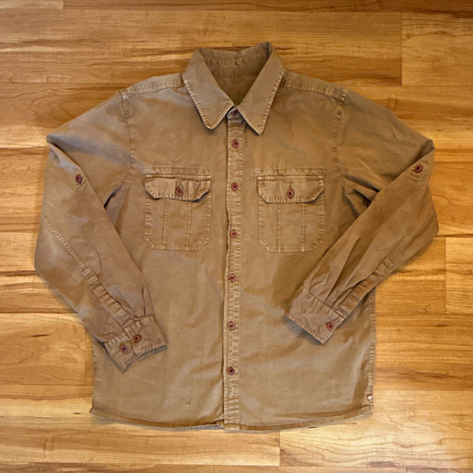 Gramicci, Vintage 90s Men’s Gramicci Brown Cotton Button-Up Shirt Pockets L