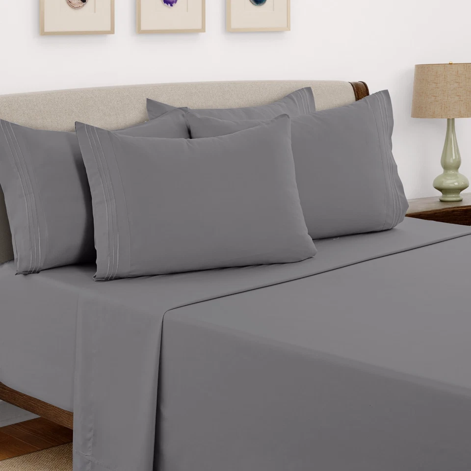 6 Piece Bed Sheet Set 1800 Series Microfiber Comfort Deep Pocket Hotel Bed Sheet - Image 3 of 4