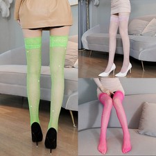 Glänzende Damen Strass Spitze Overknee Strümpfe rutschfest und stylisch