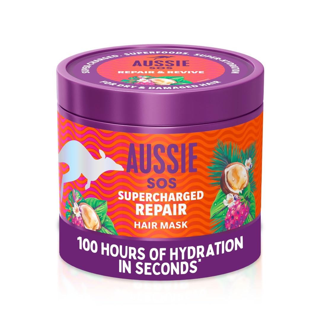2x Aussie SOS Supercharged Repair Hair Mask 450ml for Dry and Damaged Hair - Image 6