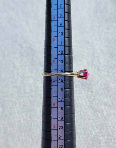 Vintage 10k Gold Pink Sapphire Ruby Solitaire High Profile Ring Size 6.5 - Picture 10 of 10