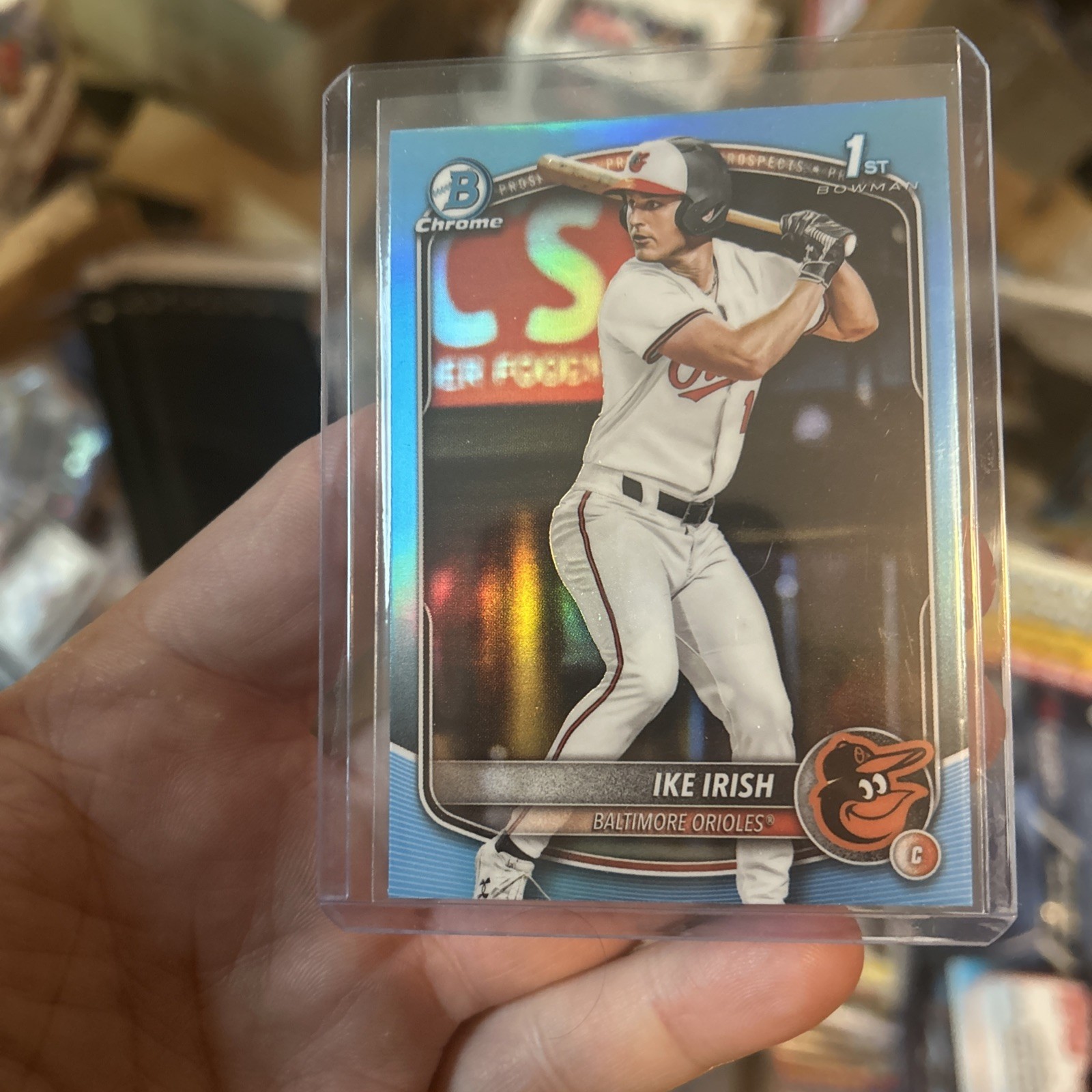 2025 Bowman Draft 1st Chrome Sky Blue Refractor Ike Irish Orioles 1st Rd Pick