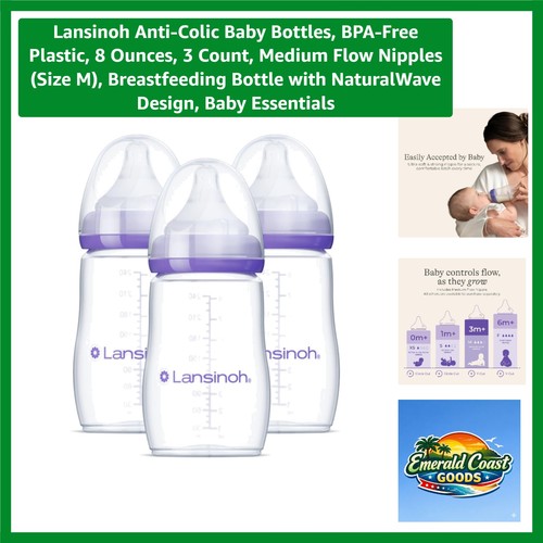 Bottiglie anti-coliche NaturalWave 8 oz, numero 3 con capezzoli a flusso medio - senza BPA - Foto 1 di 11