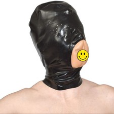 Erniedrigende Latexmaske mit Pussy Muschi - Sex Gummi Fetisch Bondage Haube