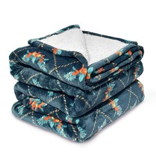 Heated Electric Blanket Full Size Soft Cozy Flannel Sherpa Electric Throw Bla...