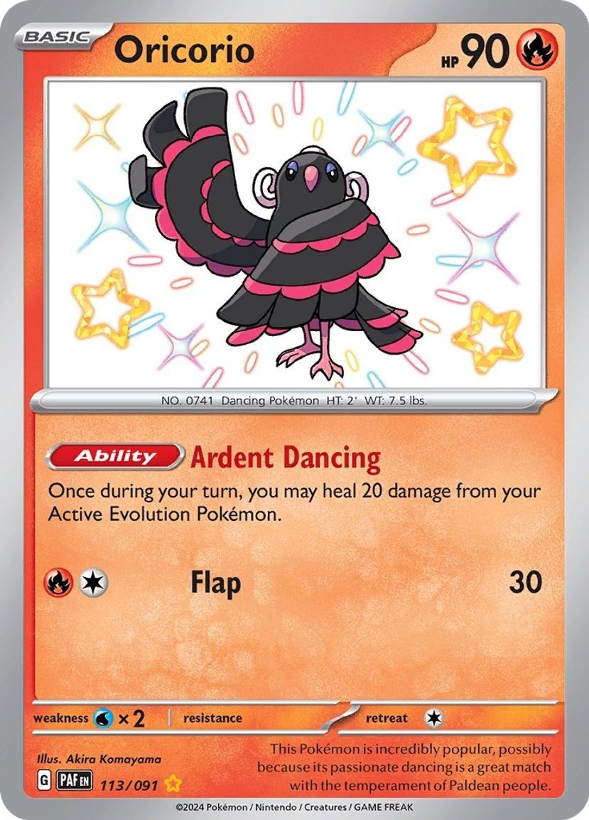 Oricorio - 113/091 - Pokemon Paldean Fates Shiny Rare Card NM