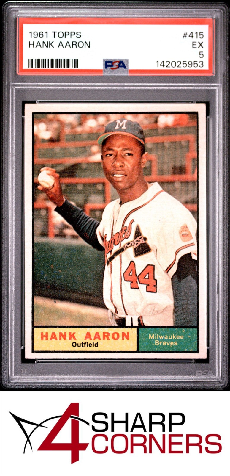 1961 TOPPS #415 HANK AARON BRAVES HOF PSA 5