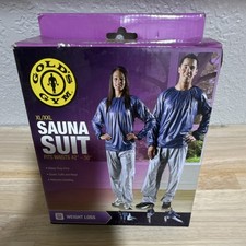 Gold's Gym Kombinezon do sauny XL/XXL Niebieski Srebrny Winyl 2-częściowy Kurtka Spodnie Odblaskowe