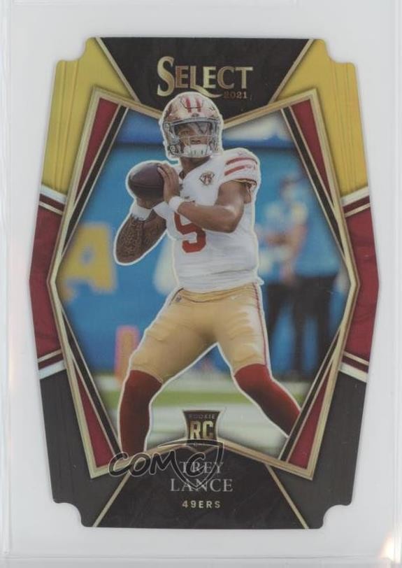2021 Panini Select Premier Level Black & Gold Prizm Die-Cut Trey Lance Rookie RC