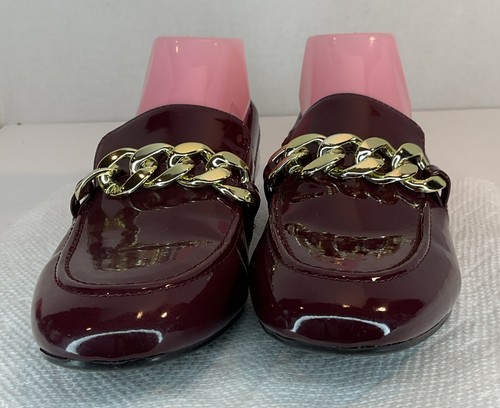 Mocasines Nine West Borgoña con cadena dorada talla 8 - Imagen 2 de 8
