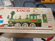 ALPS NOS LARGE B/O, TIN, PUSH BUTTON OLD FASHIONED LOCO FULLY WORKING WITH BOX