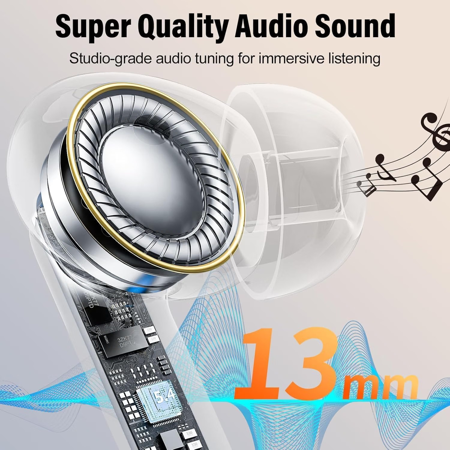 2026 Cuffie Bluetooth 5.4, Auricolari Bluetooth Stereo HiFi Con 4 ENC Microfoni foto 3