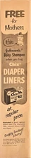 Chix Diaper Liners Johnsons Baby Shampoo regular price-1954 Vintage Print Ad