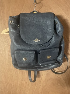 バッグ COACH F37410 backpack leather turn lock Coach Billie Pebbled Leather Large Black Backpack Handbags F37410