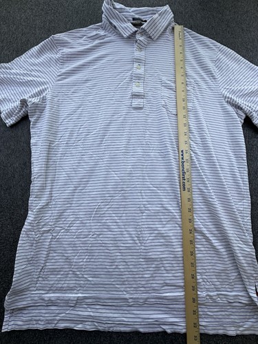 Polo Golf Ralph Lauren Shirt Mens XLarge White Purple Striped Stretch Lisle - Picture 4 of 15