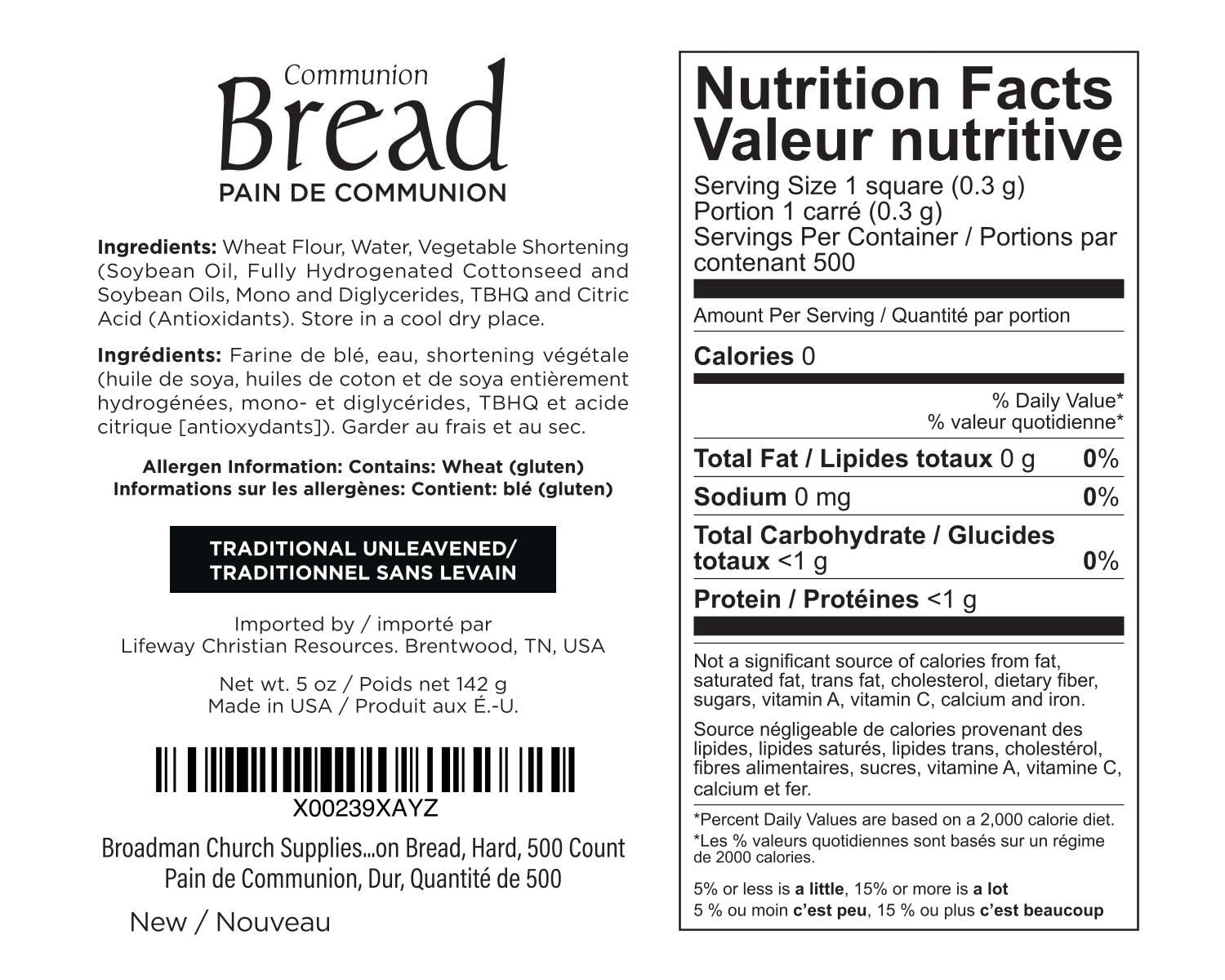 Broadman Church Supplies Communion Bread, 500 Count 500 (Pack of 1) 