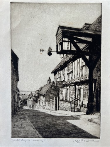 Grabado Sybil Andrews (canadiense 1898-1992) The Old Steelyard, Woodbridge, 1929 - Imagen 1 de 5